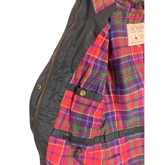 Jack Wills Green Canvas Gorpcore Jacket Flannel Lined Womens Small 4 Military - Picture 6 of 7